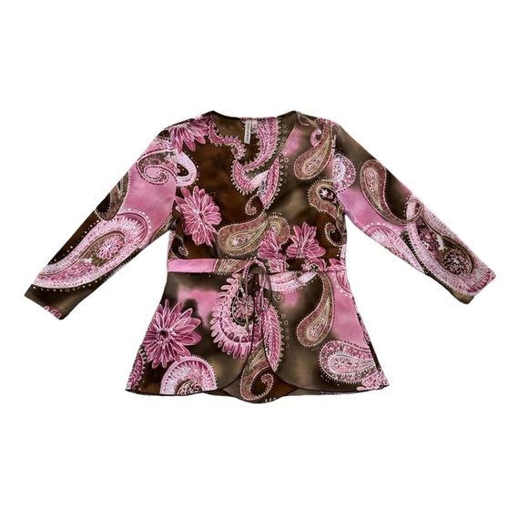 Y2K Paisley 3/4 Sleeve Floral Blouse Made in USA size Small - Picture 1 of 10